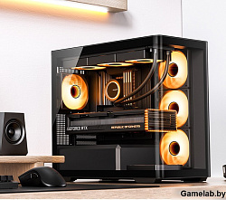 Корпус JONSBO D300 Black без БП, боковая панель из закаленного стекла, mini-ITX, micro-ATX, черный