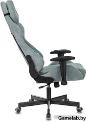 Кресло игровое Бюрократ VIKING KNIGHT Fabric серо-голубой Light-28 с подголов. крестовина металл