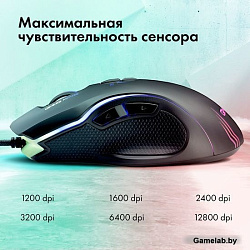 Мышь GMNG 930GM черный оптическая (12800dpi) USB для ноутбука (7but)