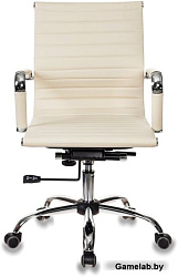 Кресло руководителя Бюрократ CH-883-LOW слоновая кость искусственная кожа низк.спин. крестовина мета