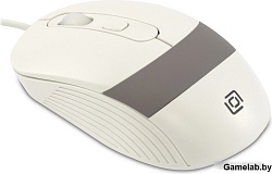 Мышь Оклик 310M белый/серый оптическая (2400dpi) USB для ноутбука (4but)