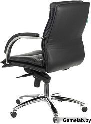 Кресло руководителя Бюрократ T-9927SL-LOW черный кожа низк.спин. крестов. металл хром