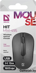 Мышка USB OPTICAL WRL MM-495 BLACK 52495 DEFENDER