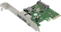 Контроллер ExeGate EXE-323 PCI-E 2.0, 2*USB3.0 ext + 1*Type-C, разъем доп.питания (OEM) EX283719RUS