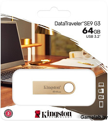 Флеш Диск Kingston 64GB DataTraveler SE9 DTSE9G3/64GB USB3.0 серебристый