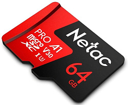 Netac P500 Extreme 64GB Pro MicroSDXC V30/A1/C10 up to 100MB/s, retail pack card only