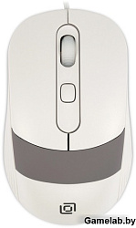 Мышь Оклик 310M белый/серый оптическая (2400dpi) USB для ноутбука (4but)