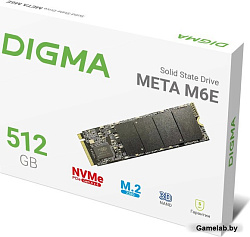 Накопитель SSD Digma PCIe 4.0 x4 512GB DGSM4512GM6ET Meta M6E M.2 2280