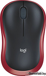 Мышь Logitech M186 черный/красный оптическая (1000dpi) беспроводная USB2.0 для ноутбука (2but)