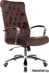 Кресло руководителя Бюрократ T-9928SL Fabric коричневый Italia 6 крестов. металл хром