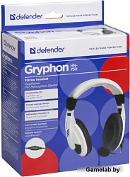 Наушники с микрофоном Defender Gryphon 750 белые (63747) (мониторные (охватывающие), для общения, 18