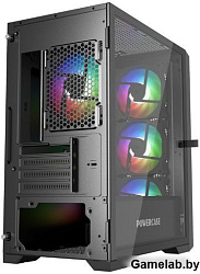 Корпус Powercase Alisio Micro X4B V2, Tempered Glass, 4х 120mm ARGB fans, ARGB HUB, чёрный, mATX  (C