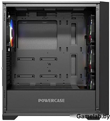 Корпус Powercase ByteFlow Black, Tempered Glass, 4x 120mm ARGB fans, ARGB HUB, чёрный, ATX  (CBFB-A4