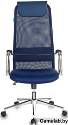 Кресло руководителя Бюрократ KB-9N синий TW-05N TW-10N сетка с подголов. крестовина металл хром
