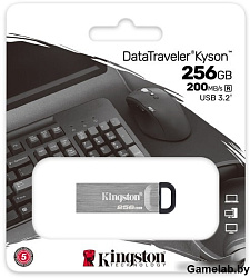 Флеш Диск Kingston 256Gb DataTraveler Kyson DTKN/256GB USB3.1 серебристый/черный