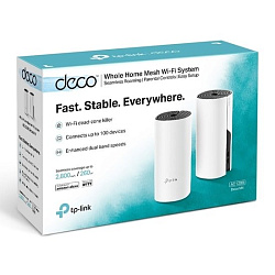Бесшовный Mesh роутер TP-Link Deco M4 (DECO M4(2-PACK)) AC1200 10/100/1000BASE-TX белый (упак.:2шт)