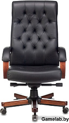 Кресло руководителя Бюрократ T-9928WALNUT/ECO черный эко.кожа крестов. металл/дерево