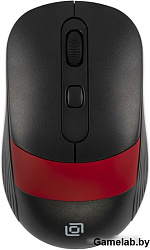Мышь Оклик 310MW черный/красный оптическая (3200dpi) беспроводная USB для ноутбука (4but)