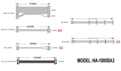 Блок питания 1STPLAYER NGDP Platinum 1000W Black / ATX3.0, APFC, 80 PLUS Platinum, SR + LLC + DC-DC,