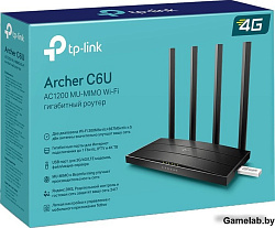 Роутер беспроводной TP-Link Archer C6U AC1200 10/100/1000BASE-TX черный