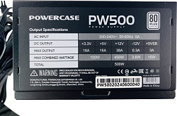 Блок питания Powercase PW500 (80 Plus, ATX 2.31, 500W, APFC, DC-DC, 120mm Fan) / PS-500W-DC