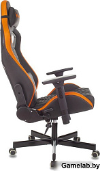 Кресло игровое Knight Outrider черный/оранжевый ромбик эко.кожа с подголов. крестов. металл