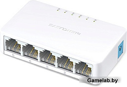 Коммутатор Mercusys MS105 5-портовый 10/100 Мбит/с настольный коммутатор, 5 портов RJ45 10/100 Мбит/