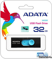 Флеш Диск A-Data 32Gb UV220 AUV220-32G-RBKBL USB2.0 черный/синий