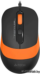 Мышь A4Tech Fstyler FM10S черный/оранжевый оптическая (1600dpi) silent USB (3but)