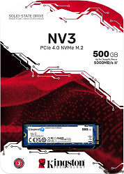 SSD KINGSTON NV1 500Гб M.2 NVMe 3D NAND TLC Скорость записи 1700 Мб/сек. Скорость чтения 2100 Мб/сек