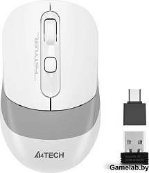 Мышь A4Tech Fstyler FG10CS Air белый/серый оптическая (2000dpi) silent беспроводная USB для ноутбука