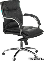 Кресло руководителя Бюрократ T-9927SL-LOW черный кожа низк.спин. крестов. металл хром