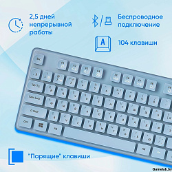 Клавиатура + мышь Оклик S265W клав:голубой мышь:голубой USB беспроводная Bluetooth/Радио Multimedia 