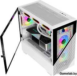 Корпус 1STPLAYER DK D7 White / mATX / 3x120mm LED fans / D7-WH-3F1-W