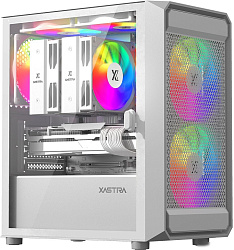 Корпус XASTRA  A303M 3ARGB White mATX/Mesh/ tempered glass / 2x140mm + 1x120mm ARGB PWM fans/ Door/ 