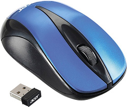 Мышь Acer OMR132 синий/черный оптическая (1000dpi) беспроводная USB для ноутбука (2but)