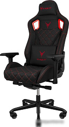 Кресло игровое Knight Titan черный/красный ромбик эко.кожа с подголов. крестов. металл