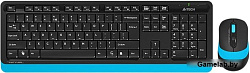 Клавиатура + мышь A4 Fstyler FG1010 клав:черный/синий мышь:черный/синий USB беспроводная