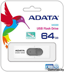 Флеш Диск A-Data 64Gb UV220 AUV220-64G-RWHGY USB2.0 белый/серый