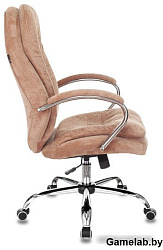 Кресло руководителя Бюрократ T-9950SL Fabric светло-коричневый Velvet 90 крестов. металл хром