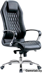 Кресло руководителя Бюрократ _Aura черный кожа крестовина алюминий