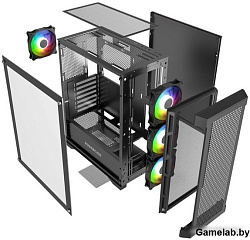 Powercase Корпус Powercase Корпус Powercase Ultimate Black, Tempered Glass, 4x 120mm ARGB fans, ARGB