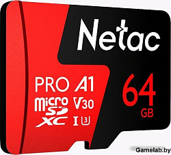 Netac P500 Extreme 64GB Pro MicroSDXC V30/A1/C10 up to 100MB/s, retail pack card only