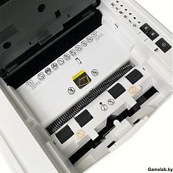 Шредер Heleos АП20-5 белый/черный с автоподачей (секр.P-5) перекрестный 131лист. 20лтр. скрепки скоб