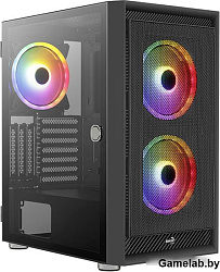 Корпус Aerocool Graphite-G-BK-v2 черный без БП ATX 3x140mm 2xUSB3.0 audio