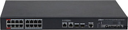 Коммутатор Dahua DH-S4220-16GT-190 (L2) 16x1Гбит/с 2SFP 16PoE 190W управляемый