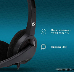 Наушники с микрофоном Оклик HS-M600 черный 1.6м накладные оголовье (1900372)