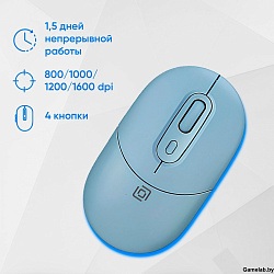 Клавиатура + мышь Оклик S265W клав:голубой мышь:голубой USB беспроводная Bluetooth/Радио Multimedia 