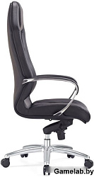 Кресло руководителя Бюрократ _Aura черный кожа крестовина алюминий
