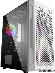 Корпус Powercase Mistral Micro Z3W Mesh LED, Tempered Glass, 2x 140mm + 1х 120mm 5-color fan, белый,
